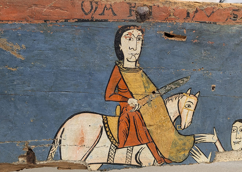 Peinture médiévale en cours de conservation au Centre de restauration du patrimoine du Conseil Départemental 66.